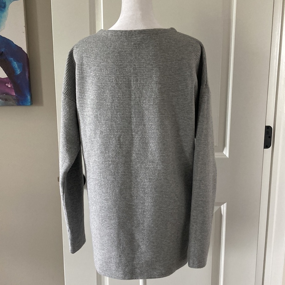 Mondetta top gray long sleeves ribbed zipper accents - Picture 7 of 11